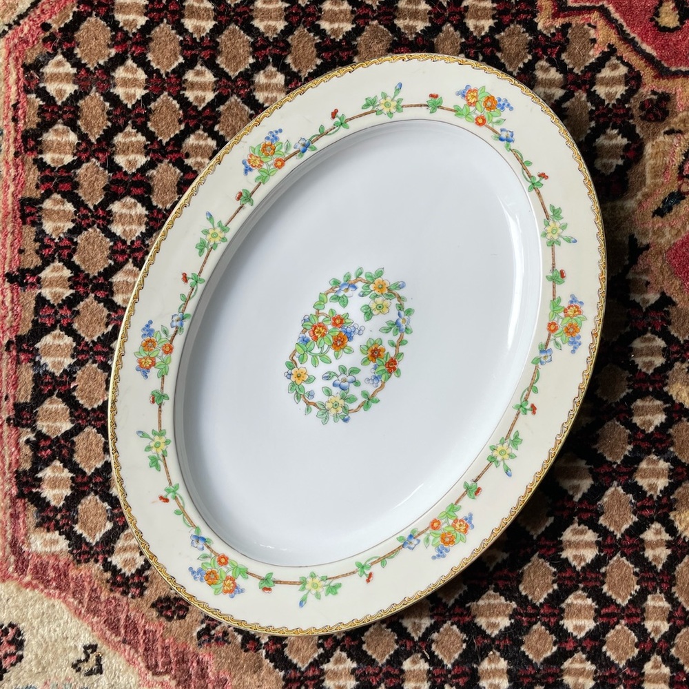 Vintage Hand Painted Floral Japanese Platter
